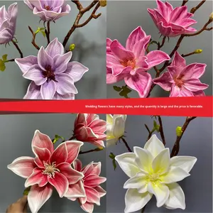 הסיטונאי 3-ראש מזל מגנוליה בית עיצוב קצף פרחים ריאליסטי מגע ריאליסטי מלאכותי - Product Image 3