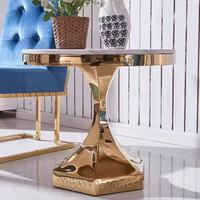Table basse italienne minimaliste de luxe en acier inoxydable avec plateau en marbre, design moderne pour hôtel, salon, canapé