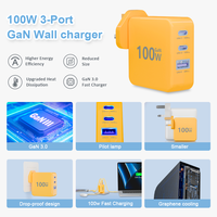 Chargeur multiport GaN 100W pour Samsung Xiaomi iPhone Dell HP Macbook Chargeur pour ordinateur portable Prise en charge OEM/ODM Fournisseur de qualité supérieure