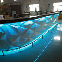 Lumières LED bleues pour boîte de nuit, bar à domicile, comptoir, table en Corian, surface solide blanche et marron, mobilier commercial moderne pour restaurant et centre commercial