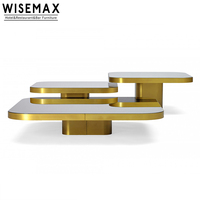 WISEMAX-mesa de centro cuadrada de cristal para sala de estar, muebles de lujo de acero inoxidable, conjunto para hotel