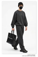 Sweat-shirt à col rond décontracté uni, style Y2K, en tissu éponge, coupe ample et décontractée, unisexe, style streetwear