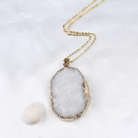 Chapado en oro Druzy de ágata colgante de collar para las mujeres
