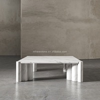 Meubles durables aiguisés de finition naturelle de table basse carrée de marbre blanc écologique d'Arabescato