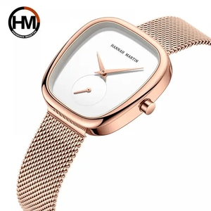 Hannah Martin 1251 Montre à quartz en acier fin pour femme à mailles de <span class=keywords><strong>Milan</strong></span> Creative Two Pin Half Barrel Design Montre européenne et américaine - Product Image 4
