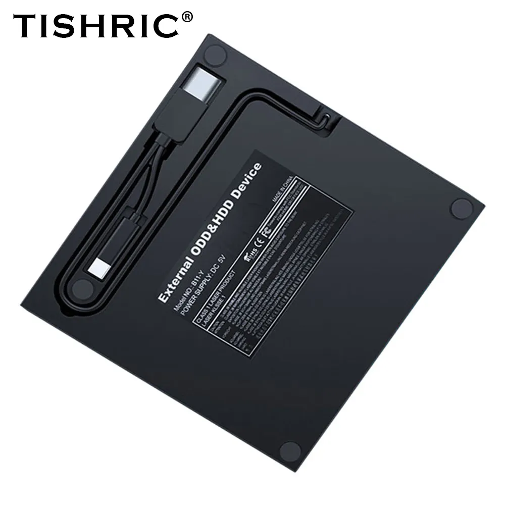 נגן CD חיצוני TISHRIC כונן Blu-ray USB 3.0 וסוג-C מבער Blu-Ray כותב דק BD CD DVD אופטי בלארי