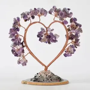 Nuovi arrivi cristallo naturale a forma di cuore matrimonio ametista acquamarina gemma di cristallo agata albero di amore per il regalo di San Valentino