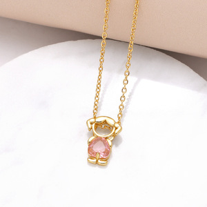 Nuova Collana con Ciondolo per Ragazze - Catena a Osso con Chiusura a Cuore in Zirconio Placcato Rame - Alla Moda e Versatile - Product Image 3