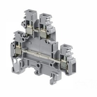 2.5mm² 5mm² Sertifikat CE Grey UKK Blok Terminal Pasang Rel Din Lapis Ganda dengan Sekrup untuk Kabinet Kontrol PLC