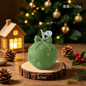 Madonna Child Festive <b>Christmas</b> Ball Candles Bow Soy Wax Art Candles Fresh Scent Modern Style for Holiday <b>Tree</b> <b>Table</b> Winter Home - Product Image 3