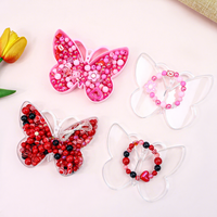 Kit de bijoux DIY en gros avec boîte papillon, perles acryliques rouges et breloques pour bracelets, fournitures de bricolage pour enfants