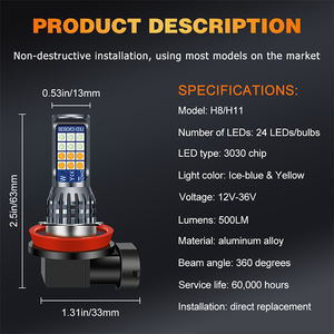 Nueva Bombilla LED DRL para Coche, Súper Brillante, 500 Lm, H8 H11, 12V, Aleación de Aluminio, Luz Antiniebla - Product Image 2