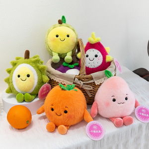 Logotipo personalizado perfumado fruta juguetes de peluche bolsas de frijol melocotón Durian mangostán Pitaya Hami melón muñecos de peluche garra máquina regalo barato - Product Image 1