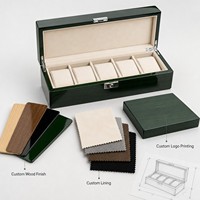 Boîte cadeau en bois pour montre, placage bois finition brillante avec doublure douce et compartiment pour emballage de montre de luxe