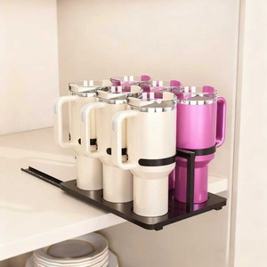 <b>Customized</b> Cabinet Rail <b>Cup</b> Holder 34.5cm Black Wrought Iron Multi Purpose Desktop Storage Kitchen Living Room Reusable - Product Image 4