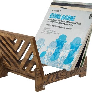 Wooden <b>Record</b> Rack Stained Glass CD Display <b>Stand</b> Multipurpose Storage Shelf for Vinyl <b>Records</b> and CDs - Product Image 1
