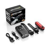 Feux avant/arrière de vélo transfrontaliers conçus en ABS, rechargeables par USB, haute luminosité, étanches, alimentés par batterie pour la conduite nocturne en montagne