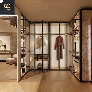 خزانة ملابس فاخرة إيطالية الصنع، مجموعة أثاث غرفة نوم، تصميم فيلا، خزانة ملابس زجاجية لغرفة الملابس - Product Image 3