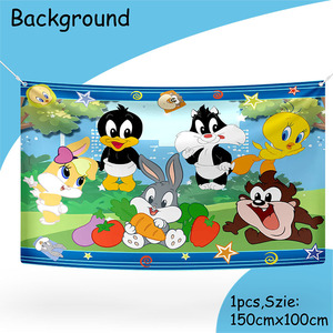Décorations de fête d'anniversaire sur le thème des Looney Tunes, gobelets en papier, assiettes, pailles, fournitures pour fête d'anniversaire d'enfants, baby shower - Product Image 2