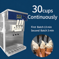 Machine à glace molle pour usine de boissons et boulangerie, 2+1 saveurs mélangées, double compresseur, 50L/H, machine à glace commerciale