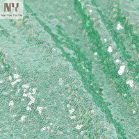 Tissu tricoté extensible dans les quatre sens Nanyee Textile, personnalisé, entièrement recouvert de paillettes vert jade clair
