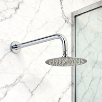 Metalique 250002-CR Ensemble de douche mural moderne en acier inoxydable poli de 8 pouces avec pommeau de pluie rond et bras de raccordement