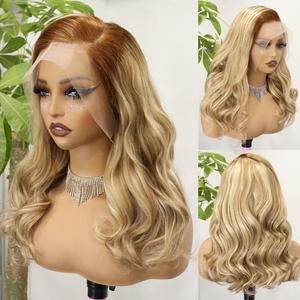 Wig Rambut Asli Pirang Abu dengan Akar Gelap, Lace Front 13x4, Gelombang Longgar, 100% Rambut Brasil, Highlight Pirang 613 - Product Image 5