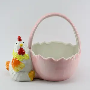 彩色母鸡造型陶瓷鸡蛋杯架早餐早午餐