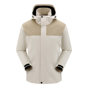 Windproof Jacket Unisex Solid Color Contrast With Inner Liner Winter Outdoor Workwear - Product Image 1