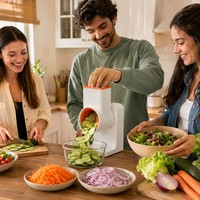 Hachoir Électrique Multifonction Rechargeable pour Légumes, Trancheuse, Coupe-Légumes, Râpe pour Pommes de Terre, Oignons, Salades, Cuisine Domestique, OEM