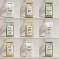 Emballage personnalisé imprimé, résistant à l'humidité, recyclable, en plastique, pour 1kg, 2kg, 5kg, sacs plats avec poignée, pour riz Basmati de Thaïlande et sucre, sous vide latéral