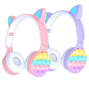 Tonghan Best Selling Cute Cat Ear Wireless Gaming Headset Stereo Headphones Relieve Stress Popping it Headphone