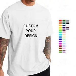 Fournisseur de t-shirts pour hommes Pro Club T-shirt uni en vrac de marque à col rond, blanc épais, 100% coton, sérigraphie bouffante 3D