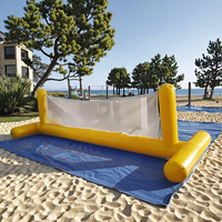Terrain de volley-ball flottant gonflable U-Rides en PVC jaune de 0,9 mm d'épaisseur, certifié CE, pour piscine, lac, plage, jeux de villégiature