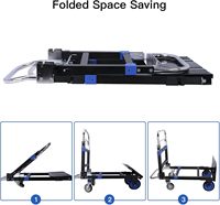 Troli Dorong Lipat 3-in-1 Tugas Berat dengan Rem, Struktur Platform, Kapasitas 600LB, Keranjang Aluminium, Peralatan Belanja OEM
