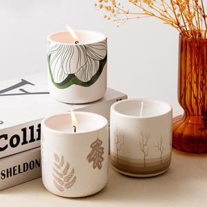 Bougeoir cylindrique minimaliste en céramique blanche, style décalcomanie, vide et rechargeable, design nordique, prêt à offrir - Product Image 5