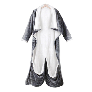 <span class=keywords><strong>Couverture</strong></span> chauffante électrique portable personnalisée en flanelle sherpa avec capuche, manches et poche pour les pieds - Product Image 1