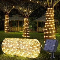 Lampes solaires à corde imperméables IP65 pour extérieur, bande décorative flexible pour jardin, allée, patio, éclairage paysager
