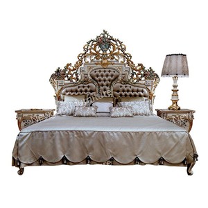 <span class=keywords><strong>Cama</strong></span> de madera tallada a mano con diseño barroco francés de lujo real de cuero de <span class=keywords><strong>vaca</strong></span> real - Product Image 6