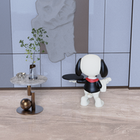 Vente en gros Statue de serveur animal en résine Figurine de serveur chien servant majordome pour restaurant et décoration de la maison
