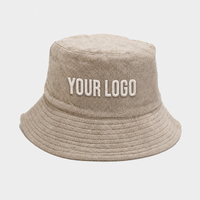 Chapeau Bob Personnalisé en Tissu Éponge Argyle Blanc avec Broderie 3D – Résistant à l'Eau et au Soleil pour la Pêche, les Sports, les Activités de Plein Air, la Plage, la Piscine, l'Été et les Complexes Hôteliers