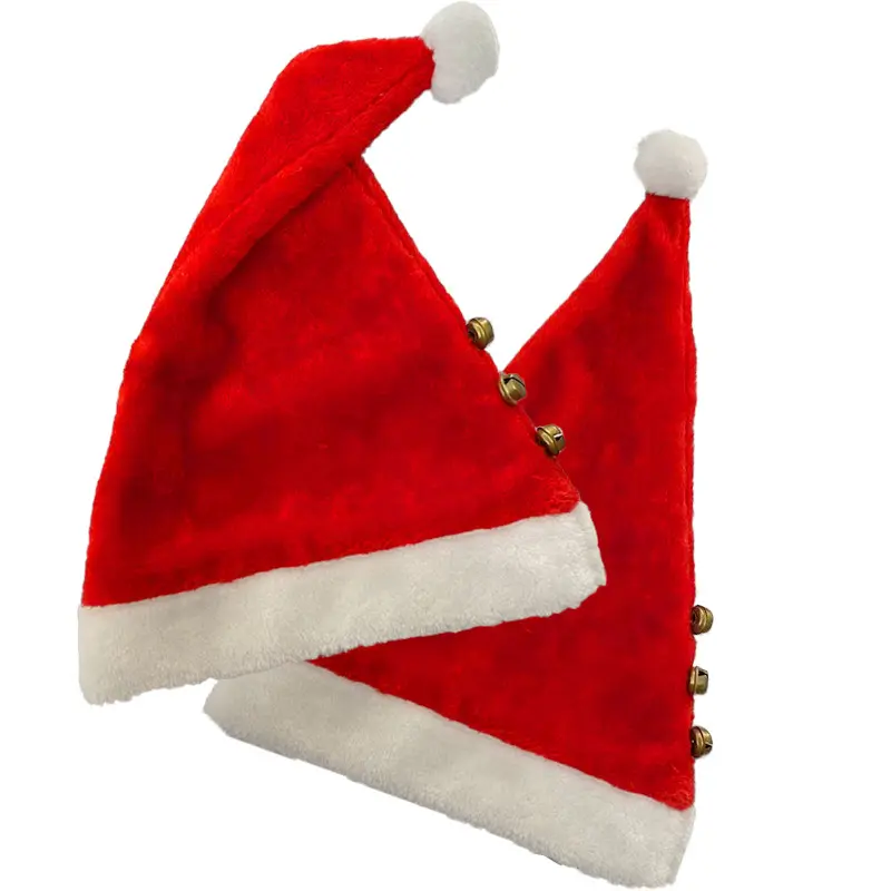 Sublimated Custom Fluffy Bell Santa Hats for Christmas New Year Festive Holiday Party Supplies