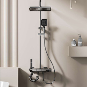 Ensemble de robinet de <span class=keywords><strong>douche</strong></span> gris de luxe moderne, accessoires de salle de bain avec eau chaude, prix de gros - Product Image 1