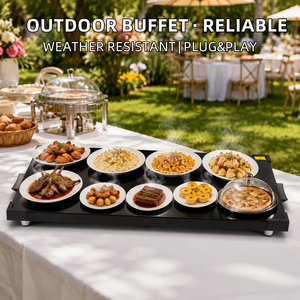 Calentador de Alimentos Tipo Buffet para Exteriores, Resistente a la Intemperie, Conexión Directa, Base Estable Grande de 715x446 mm, Ideal para Bodas, Fiestas, Exposiciones, Eventos y Catering - Product Image 1