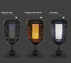 Lampe torche solaire à LED étanche 3 en 1 pour l'extérieur Lampe de jardin électronique Bug Zapper pour insectes et moustiques Lutte antiparasitaire Flamme vacillante - Product Image 4