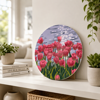 Kit de peinture par numéros DIY à motif floral rond, style moderne, pour décoration intérieure