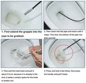 I-0220 60cm Déboucheur de tuyaux à ressort écologique en acier inoxydable avec poignée, pour cuisine domestique - Product Image 5