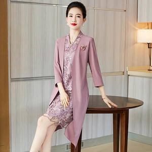 Colección Primavera Verano 2025, Nuevo Vestido Casual de Estilo Occidental Noble, Cuello en V, Manga Larga, Largo hasta la Rodilla, Natural, Lavable - Product Image 4