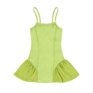 Robe de yoga pour bébé fille, été, imprimé jaune, sans manches, longueur genou, fleurs, tissu respirant, GSD3691 - Product Image 5