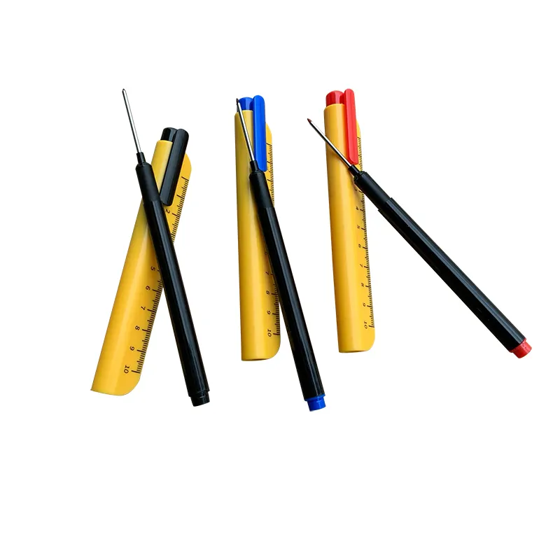 6mm Lead Carpenter Pencil And Pencil Protective Cover With Ruler,Various Color Can Be Customized,Each OPP Bag is Packed